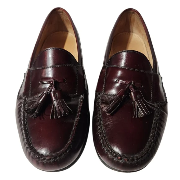 Cole Haan Burgandy Pinch Tassel Moc-Toe Loafers Size 10 - Picture 2 of 15